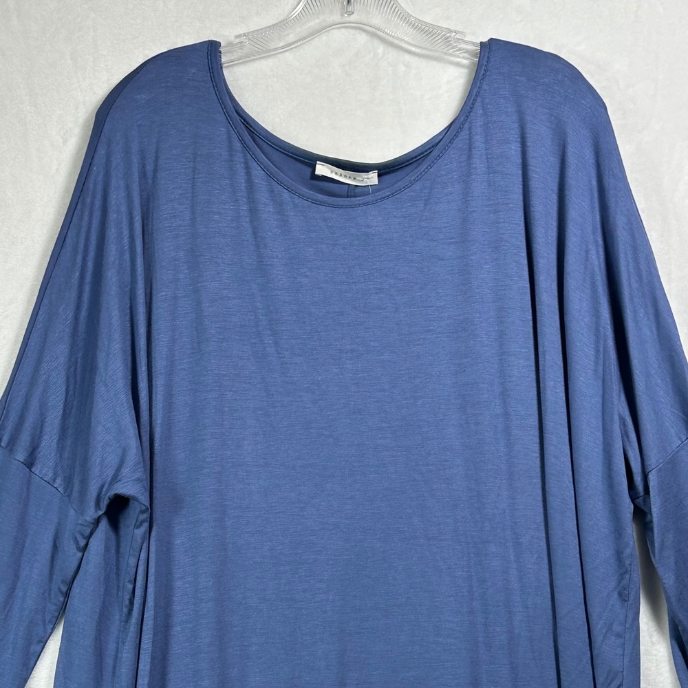 Reborn J Womens 2XL Slate Blue Oversized Tunic Top 3/4 Sleeve Scoop Neck T1256XL - Picture 6 of 8